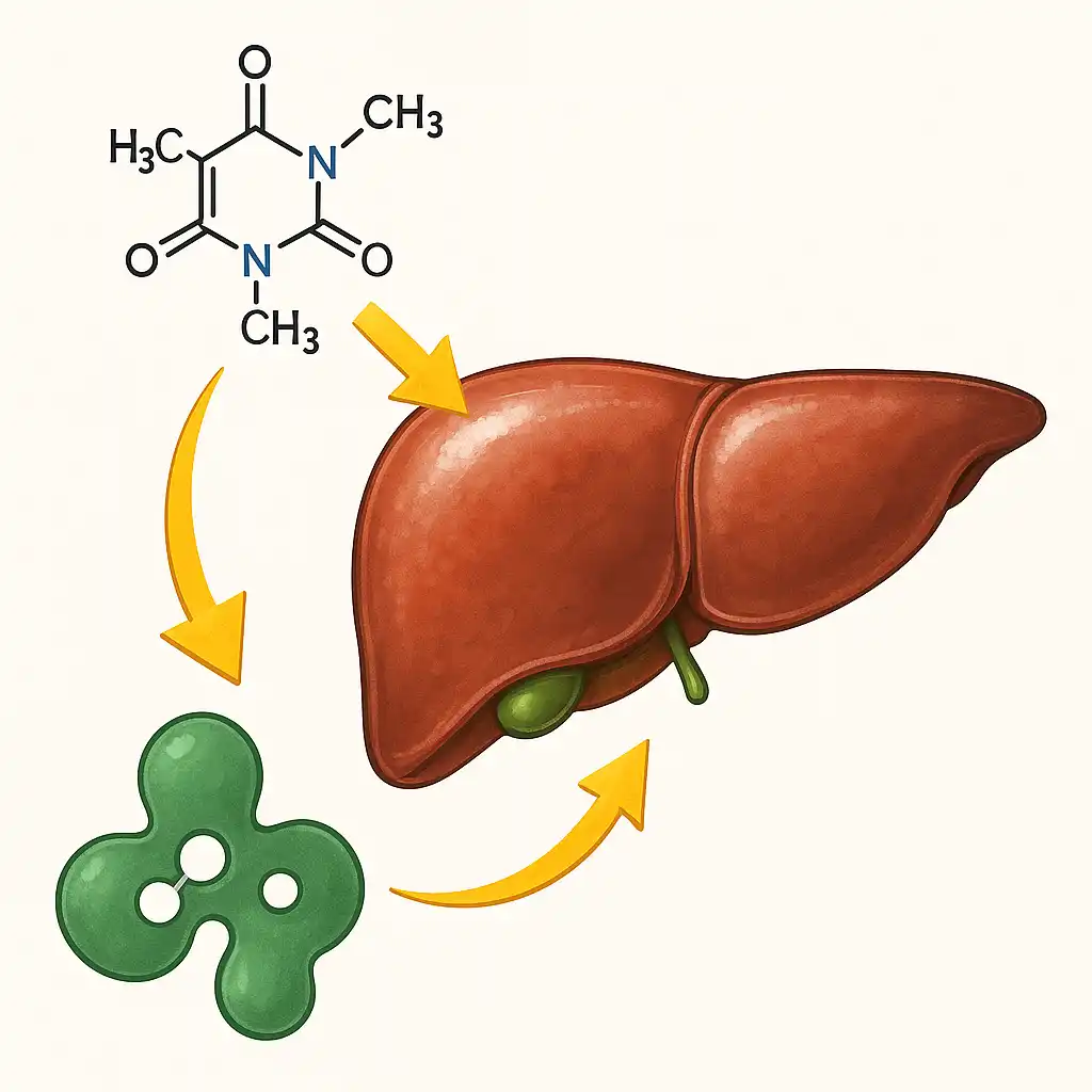 کافئین در کبد توسط آنزیمی به نام CYP1A2 تجزیه میشود.